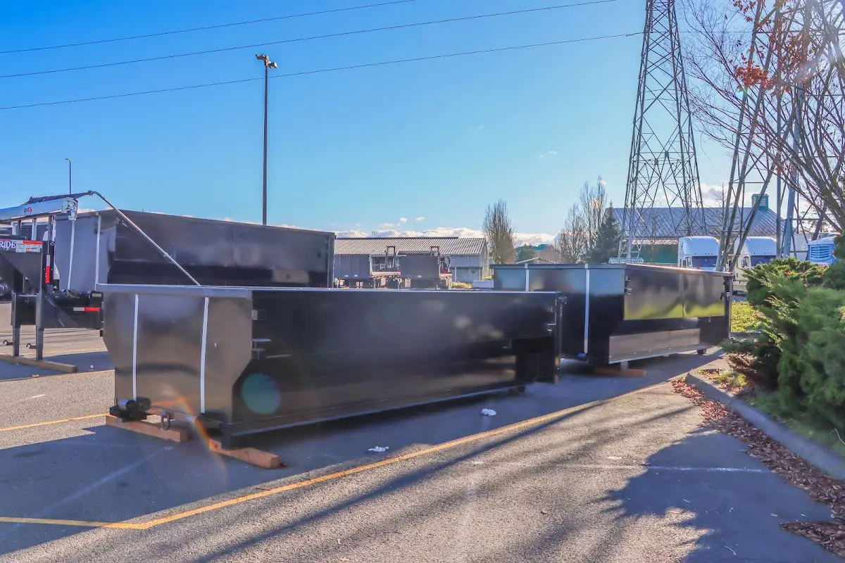 Roll-off dumpster ready for waste disposal at job site for 12 Yard Dumpster Rental in Larkin